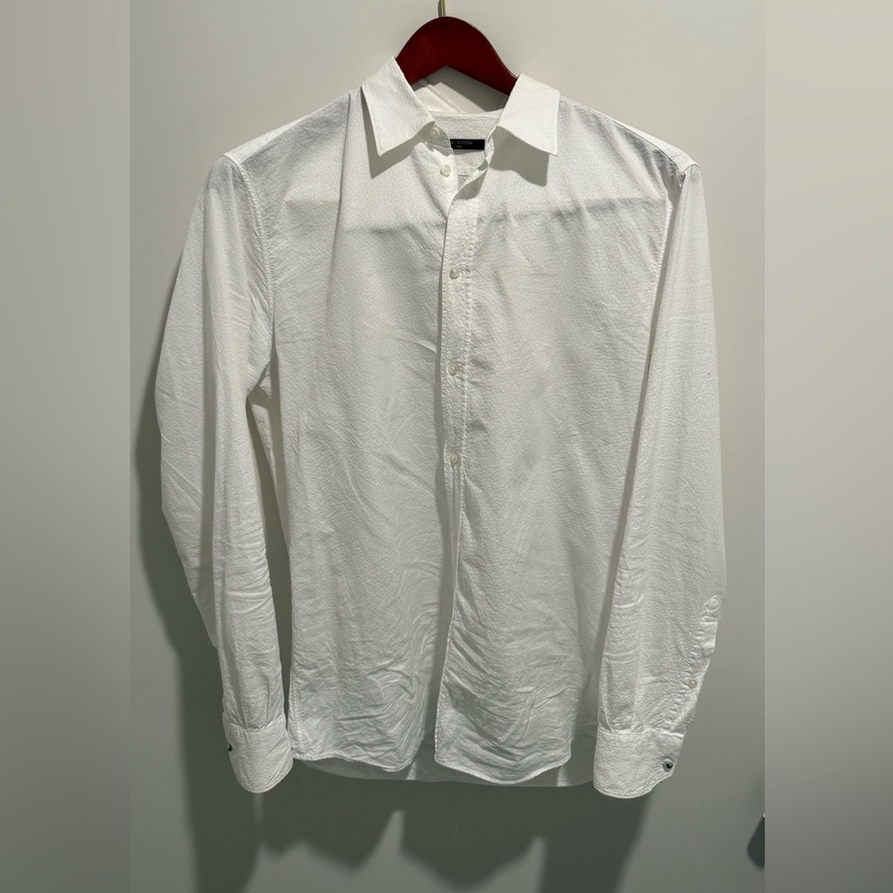 2010 Louis Vuitton Micro LV Monogram White Dress Shirt